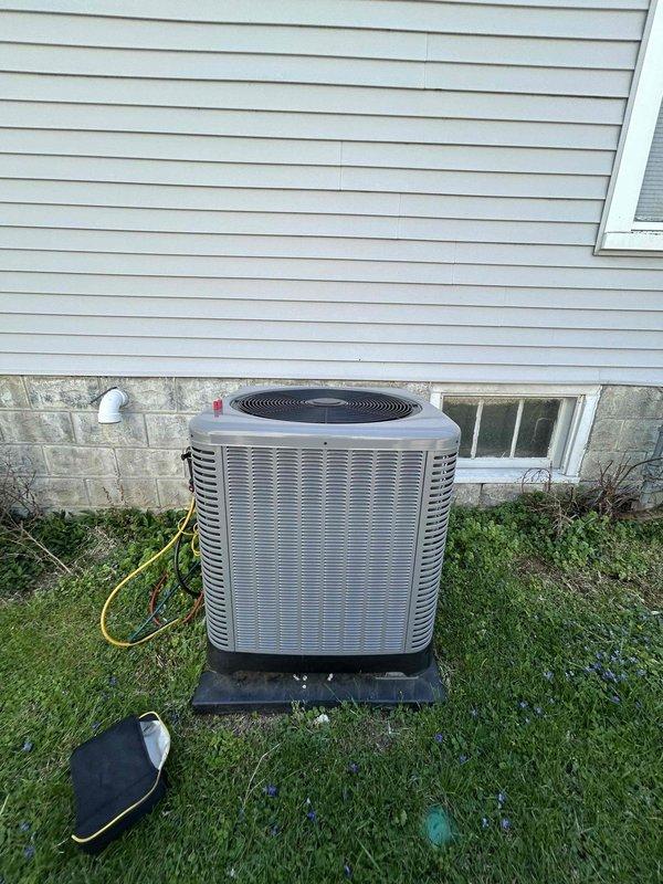 Completed annual care plan tune-up on residential heat pump system as part of first-year complimentary maintenance included with new installation. Performed comprehensive system diagnostics using calibrated digital manifold gauges and Fieldpiece meter, recording operating temperatures and pressures to verify proper refrigerant charge and system performance. Inspected outdoor condenser unit for proper operation, confirmed fan motor function, checked electrical connections at disconnect panel, and documented system readings showing satisfactory cooling performance with measured temperatures and superheat/subcooling values within manufacturer specifications.