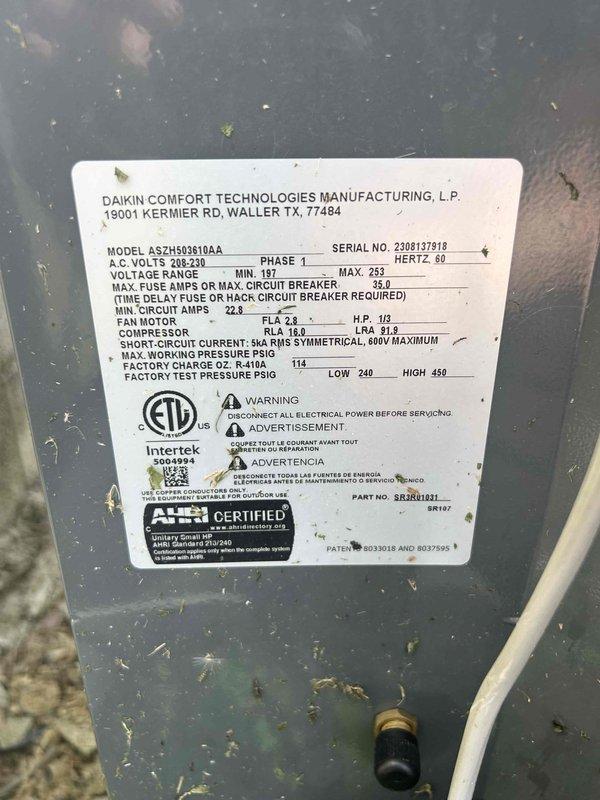 Completed annual Care Plan tune-up on Daikin heat pump system (Model ASZ150361RAA) with air handler located in laundry room. Performed comprehensive maintenance inspection, verified system operation with Honeywell thermostat reading 74°F indoor temperature in heating mode, and noted customer-provided Aprilaire media filter in place.