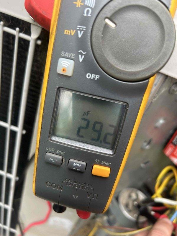 Completed comprehensive air conditioning tune-up and performance evaluation on ground floor unit located in basement as part of preventative maintenance care plan. Performed electrical diagnostics including capacitor testing which measured 29.2 µF and amperage draw verification at 10.3 amps, confirming system operating within manufacturer specifications.