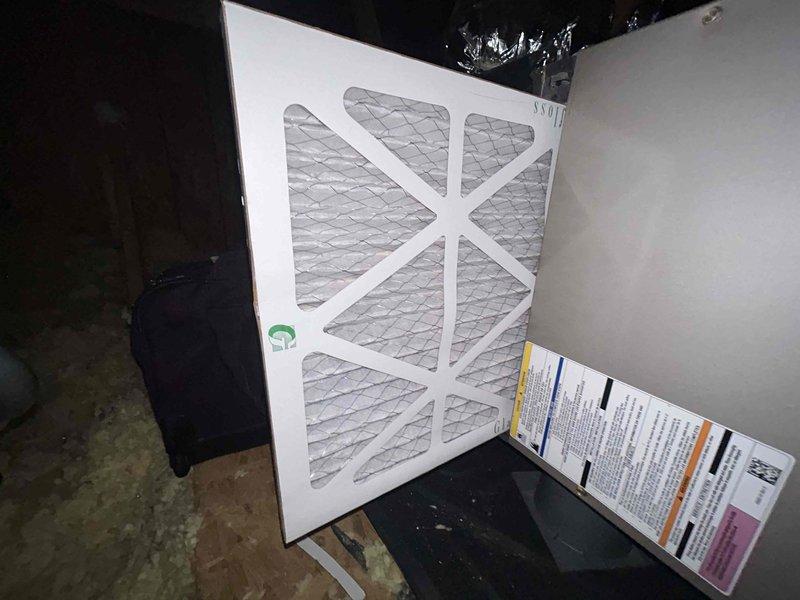 Completed monthly spring/summer maintenance on heat pump and air handler system located in garage attic space. Performed standard club membership inspection, replaced 20x20x1 air filter, and verified system operation and airflow through ductwork.