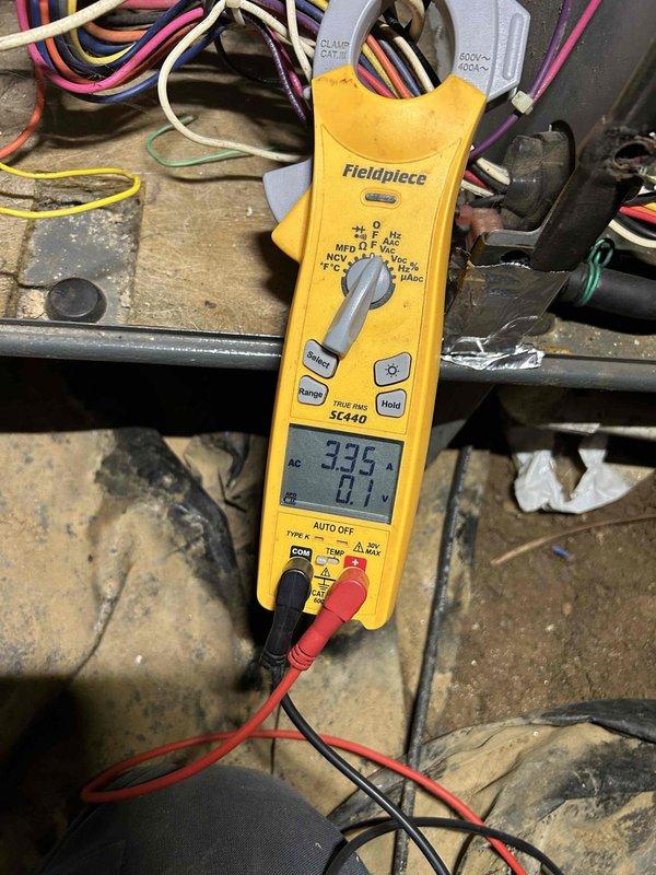 Completed comprehensive care plan tune-up on 2017 AC/gas furnace system located in crawlspace. Performed standard maintenance procedures including filter replacement with #410 filters, verified proper combustion chamber operation with active flame observation, and conducted electrical diagnostics measuring 335V system voltage. All components inspected and functioning within normal parameters.