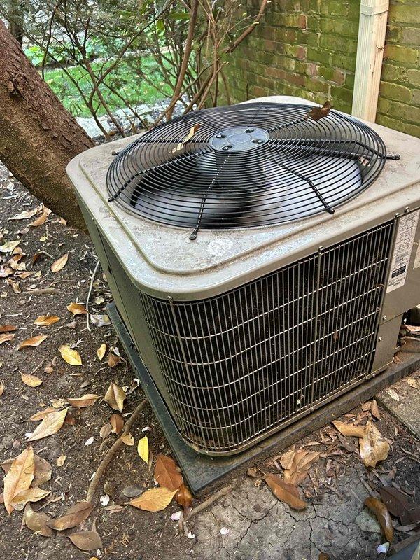 Responded to no cooling complaint on 23-year-old electric air conditioning system with indoor unit located in attic accessed through upstairs closet. Upon arrival, verified thermostat was set to cooling mode and calling for 77 degrees but system was unresponsive. Inspected outdoor condenser unit and found unit would not power on. Diagnosed failed contactor preventing compressor and condenser fan operation. Replaced contactor, restored power to system, and verified proper startup sequence. System now cooling effectively with normal amperage draw on compressor and condenser fan motor operating within manufacturer specifications.