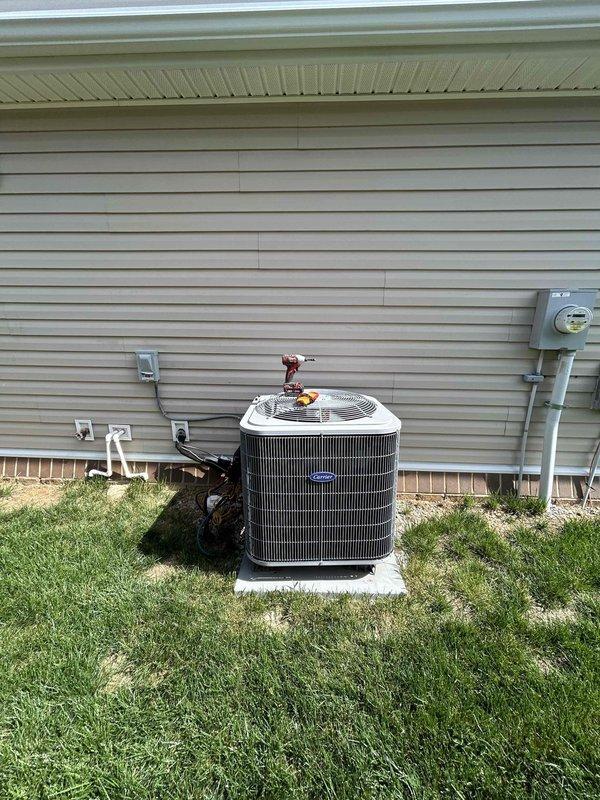 Completed comprehensive Care Plan tune-up service on an 8-year-old heat pump system with air handler located in attic. Performed full system diagnostics including electrical testing at outdoor condenser unit, verified thermostat operation and programming, inspected both indoor and outdoor equipment components, and confirmed proper system performance per manufacturer specifications.