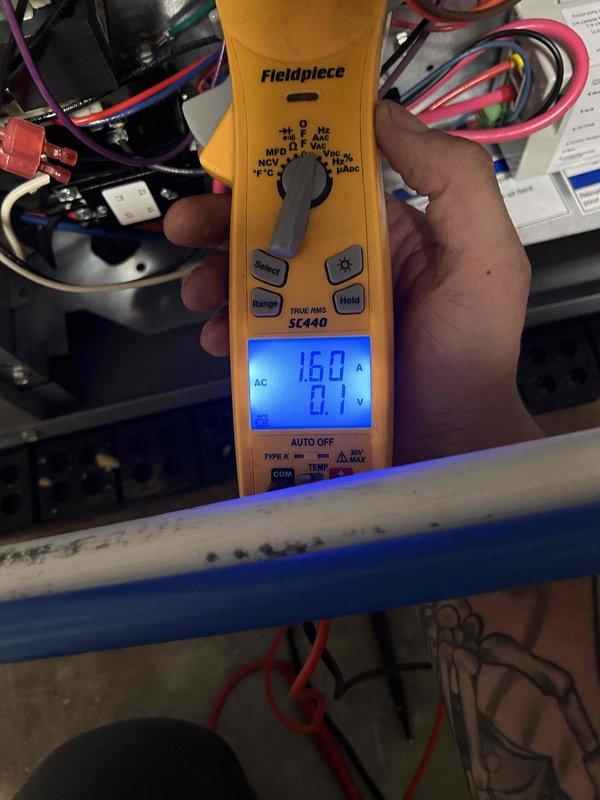Completed annual maintenance tune-up on geothermal system located in basement as part of care plan agreement. Performed comprehensive system diagnostics including electrical measurements using clamp meter, recording amperage readings on system components to verify proper operation within manufacturer specifications. Inspected control board wiring connections, tested contactors and relays, and confirmed all electrical connections were secure and functioning correctly. Customer provided 20x25x4 filter for replacement during service visit. All system parameters checked and found operating normally with no issues identified.