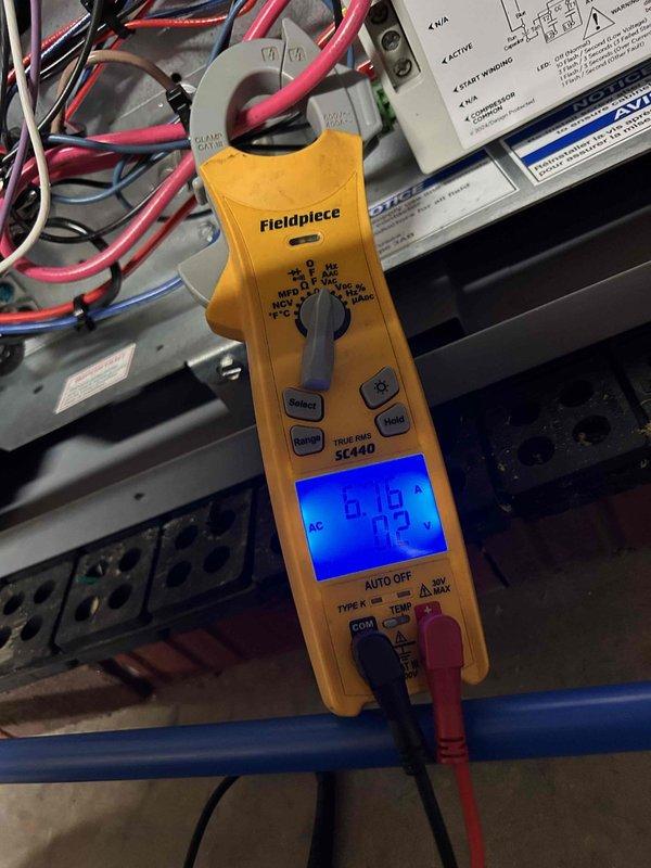 Completed annual maintenance tune-up on geothermal system located in basement as part of care plan agreement. Performed comprehensive system diagnostics including electrical measurements using clamp meter, recording amperage readings on system components to verify proper operation within manufacturer specifications. Inspected control board wiring connections, tested contactors and relays, and confirmed all electrical connections were secure and functioning correctly. Customer provided 20x25x4 filter for replacement during service visit. All system parameters checked and found operating normally with no issues identified.