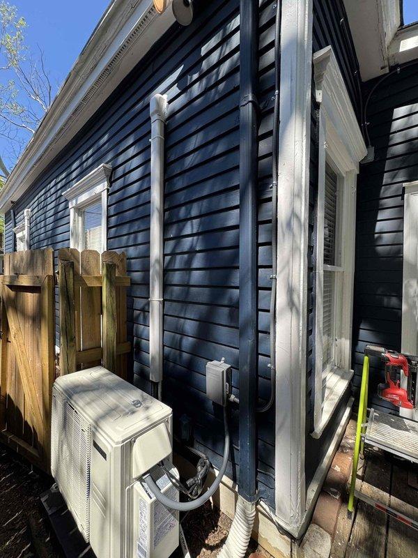 Installed dedicated electrical circuit and wiring to supply power to newly installed mini-split HVAC system on exterior of residential structure. Ran conduit and electrical lines from main panel to outdoor condensing unit location, ensuring proper voltage supply and code-compliant installation for equipment operation. System was tested and verified operational upon completion.