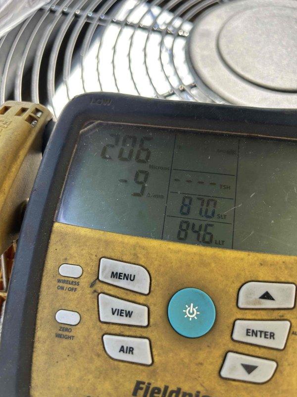 Replaced outdoor condensing unit under warranty authorization. Completed detailed specification sheets on both the failed unit prior to removal and the new replacement unit per technical service requirements. Documented new equipment with photographs of unit nameplate and installed system, verified proper refrigerant line connections, and confirmed unit operational parameters using digital HVAC testing instruments showing system temperatures and pressures within manufacturer specifications.