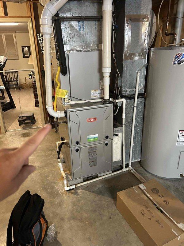 Performed comprehensive Club Duo maintenance on dual HVAC systems with heat pump/air handler located in upstairs closet and heat pump/gas furnace unit in basement. Replaced customer-supplied 20x25x5 filters on both systems and installed new #35 humidifier pad. Inspected Bryant furnace installation, verified proper operation of all components including ductwork connections, PVC venting, electrical systems, and safety controls. All equipment operating within manufacturer specifications upon completion.