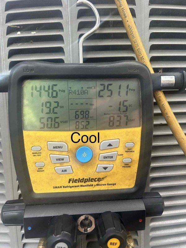 Completed outdoor unit repair by replacing failed reversing valve and TXV, both covered under parts warranty. Evacuated system, installed new components, performed leak check, and recharged system with 11 pounds of refrigerant. Verified proper system operation in both heating and cooling modes with manifold gauge readings confirming correct pressures and temperatures upon completion.