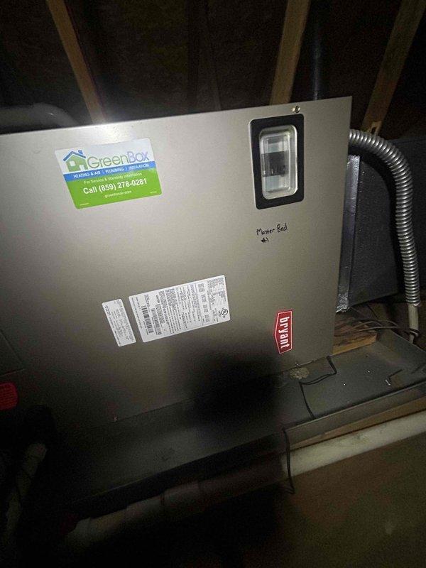 Completed HVAC tune-up service on geothermal heat pump system with 7 HP air handler unit. Inspected both the main air handler in mechanical room and attic-mounted equipment, verified operational status of all components, and documented system conditions. Filters are on will call order: (3) 16x25x5, (3) 20x25x5, and (1) 16x25x1 for future replacement.