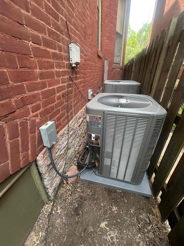 Completed full HVAC system replacement including removal and disposal of existing equipment. Installed Lennox Merit Series ML296UH090XV48C 96% AFUE 90,000 BTU two-stage gas furnace with lifetime heat exchanger warranty. Mounted Lennox Merit Series ML14KC1-036-230 3-ton 16 SEER2 air conditioning condenser unit on concrete pad in side yard. Installed Lennox CK40CT-48C-71 evaporator coil with transition plenum and standard-sized air filter rack. Connected refrigerant lines from outdoor condenser to indoor evaporator coil and charged system to manufacturer specifications. Installed flexible gas line connector with gas shut-off switch and connected to existing gas supply. Connected to existing flue piping system with proper venting for furnace exhaust. Installed electrical disconnect switch at outdoor unit and electrical shut-off switch at furnace location. Wired and configured Lennox M30 touchscreen thermostat for two-stage heating and cooling operation. Installed flame roll-out protection