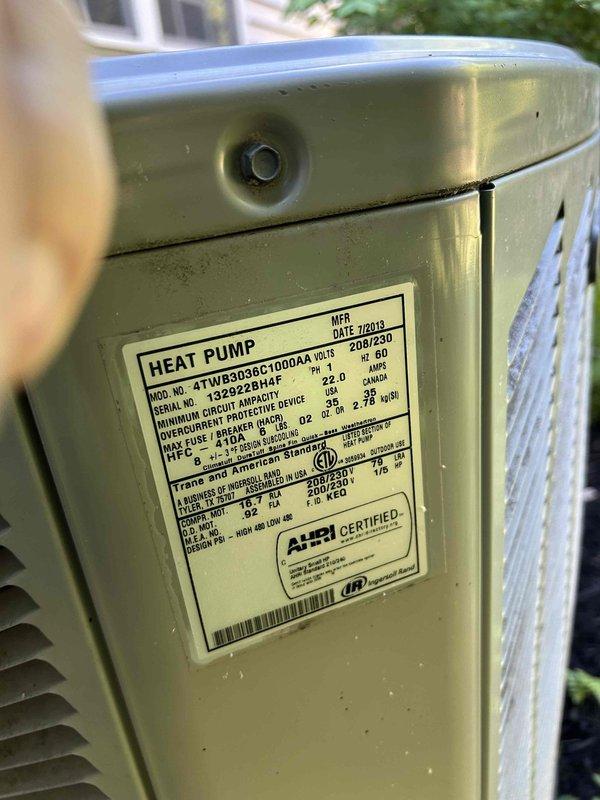 Completed Gold Level prepaid maintenance on single-system heat pump with air handler located in attic. Inspected and serviced outdoor heat pump unit (Trane/American Standard, R-410A refrigerant) and attic-mounted air handler, confirmed system age and operational status, verified filter size as 20x20x1 (customer-supplied), documented equipment condition with photographs, and prepared updated quote for scrubber cell replacement as requested.