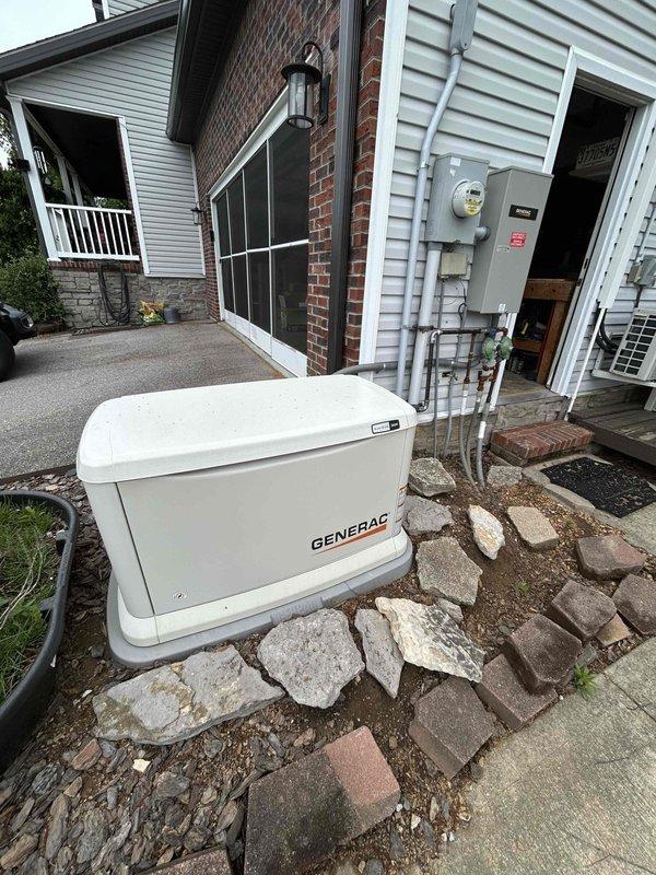Completed scheduled maintenance on 24KW Generac standby generator system. Performed comprehensive inspection of generator unit, automatic transfer switch, and associated electrical connections. Verified proper operation of all components including control wiring, circuit breakers, and conduit routing from utility meter to generator pad. Unit tested successfully with all systems functioning within manufacturer specifications.