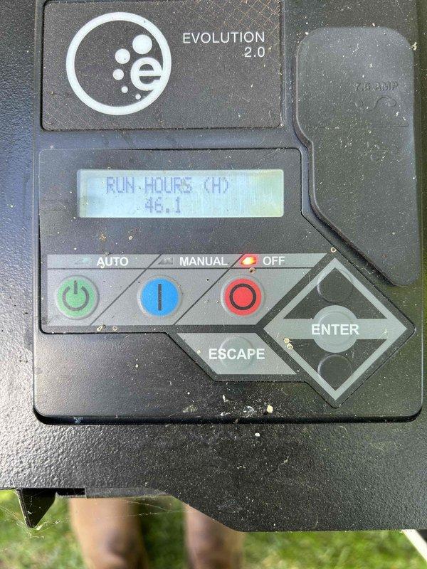 Completed comprehensive preventive maintenance on Generac Evolution 2.0 air-cooled standby generator (Model G0072101, Serial 3012281620) with 48.1 run hours displayed on control panel. Performed full system inspection including physical unit condition assessment, fuel system verification, battery load testing, and high/low voltage electrical connection testing. Replaced spark plugs, air filter, and oil filter per manufacturer specifications. Inspected generator enclosure interior and exterior for debris, wear, and proper ventilation. Verified transfer system operation (Model 10000011659, Serial 3012349664) rated at 200 amps, 240 volts with all four AC circuit modules functioning correctly. Conducted complete system test in both manual and automatic modes under load to confirm proper operation and seamless transfer capability. All components operating within normal parameters upon completion.