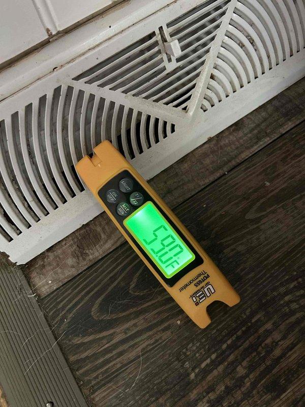Responded to no cooling call on 9-year-old AC system. Found outdoor unit not running while indoor blower operated normally. Performed system reset by cycling breaker and thermostat, which temporarily restored outdoor unit operation before it shut down again. Diagnosed failed contactor preventing consistent compressor operation. Measured supply air temperature at 50°F from register and verified electrical readings at outdoor unit using clamp meter. Replaced defective contactor, restored full system operation, and confirmed proper cooling cycle.