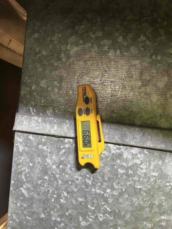 Completed maintenance tune-up on gas furnace system located in basement. Performed temperature diagnostics on evaporator coil, recording supply air temperatures of 53.32°F and 56.8°F at different measurement points. Inspected refrigerant lines with insulation wrap and verified proper airflow through air handler components. Presented care plan options to customer for ongoing maintenance services.