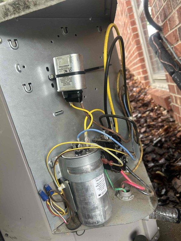 Completed annual care plan maintenance on air conditioning and gas furnace system located in basement. Performed comprehensive tune-up including electrical diagnostics using clamp meter to verify proper amperage draw and system performance, inspected dual capacitor assembly and associated wiring connections, and installed customer-provided 20x25x1 air filters. All components tested within normal operating parameters.