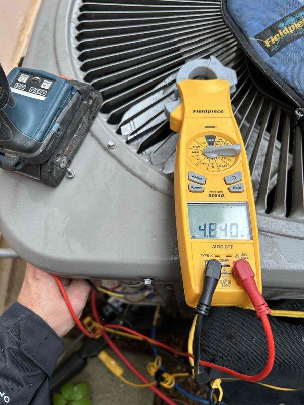 Completed Care Plan tune-up on air conditioning system and gas furnace unit located in basement. Performed comprehensive electrical diagnostics using clamp meter, measuring amp draws on blower motor and verifying proper system operation. All components tested and found operating within manufacturer specifications.