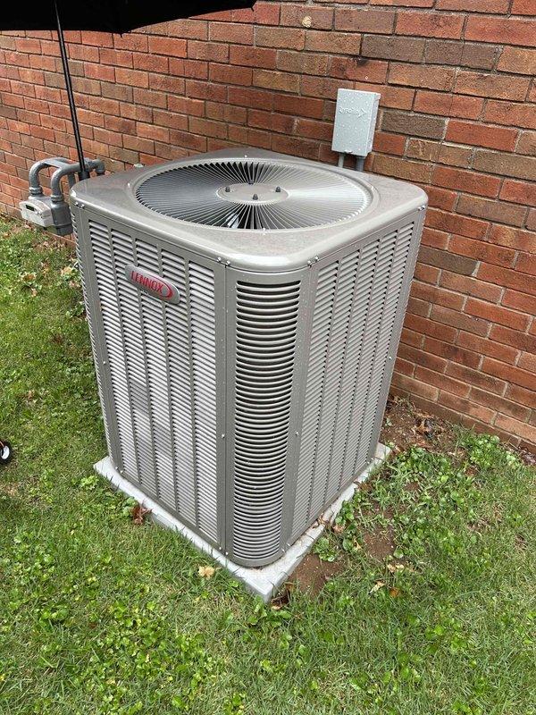 Completed Care Plan tune-up on air conditioning system with gas furnace located in crawlspace. Performed comprehensive maintenance inspection of indoor air handler, measuring electrical parameters with multimeter to verify proper system operation and component functionality. Inspected outdoor Lennox condenser unit, confirmed proper installation on concrete pad, and verified refrigerant line connections and insulation integrity. System operating within normal parameters upon completion of preventive maintenance service.