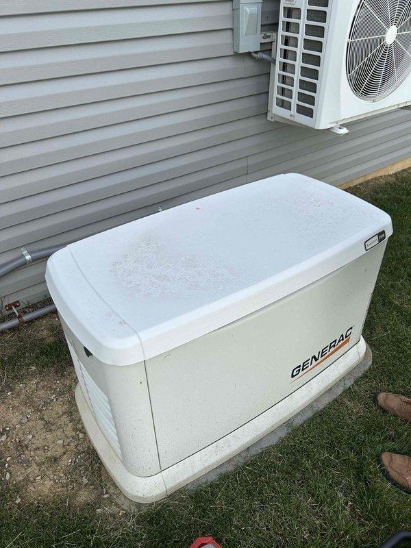 Completed comprehensive maintenance service on Generac Evolution 2.0 air-cooled standby generator (S# 3005593300) with 34.7 operating hours. Performed full system inspection including physical condition assessment, fuel system verification, battery electrical testing, and high/low voltage connection testing. Replaced spark plugs, air filter, and oil filter as part of scheduled maintenance. Adjusted engine valves as needed and inspected generator enclosure interior and exterior for proper operation. Conducted complete system verification testing in both manual and automatic modes under load conditions to confirm proper functionality and automatic transfer switch operation.