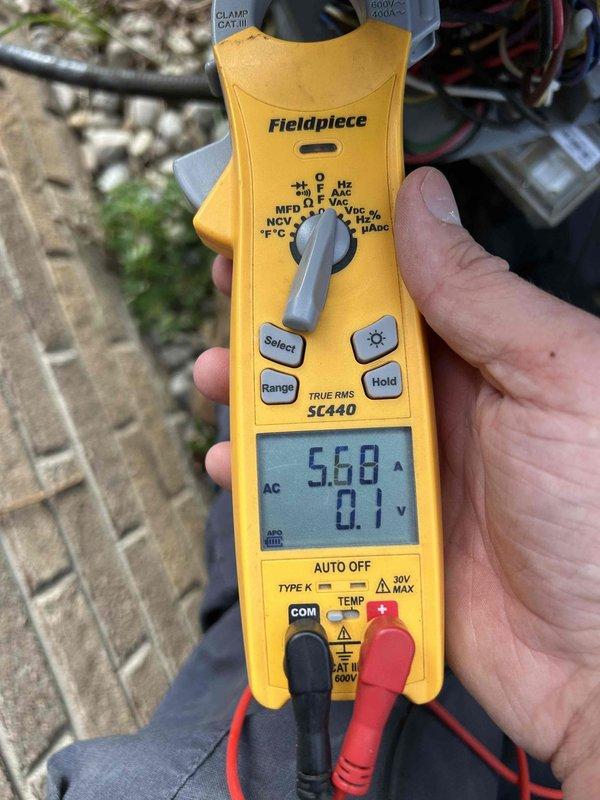 Completed comprehensive Care Plan tune-up service on dual HVAC system consisting of two gas furnaces and two air conditioning units. Performed full system diagnostics using calibrated clamp meter to verify electrical parameters, measuring amperage and voltage readings on both systems to ensure proper operation within manufacturer specifications. Customer supplied air filters for installation during maintenance visit.