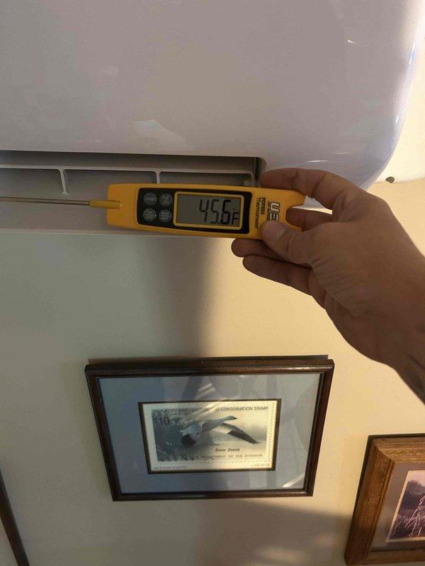 Completed comprehensive Care Plan tune-up service on dual-zone system including heat pump/gas furnace and mini-split units located in basement and office areas. Performed temperature diagnostics at supply vents, recording discharge air temperatures of 45.6°F in cooling mode to verify proper system operation and refrigerant charge levels. All equipment inspected and operating within manufacturer specifications.