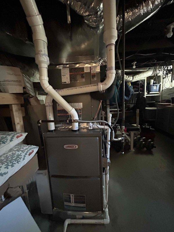 Completed full residential HVAC system replacement installing a Lennox 3-ton 14.3 SEER2 air conditioning unit with matching evaporator coil. Removed and properly disposed of existing equipment, then installed new outdoor condenser on pad with electrical disconnect box and whip kit. Installed new evaporator coil in attic plenum with insulated refrigerant lines, filter drier, and proper transitions to existing ductwork. Added SS2 coil drain safety water sensor for overflow protection. Pulled applicable permits, completed all electrical connections per code, pressure tested refrigerant system, evacuated lines, charged unit to manufacturer specifications, and verified proper operation of entire system.