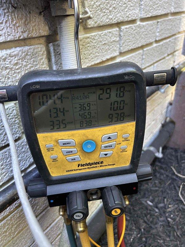Returned to complete warranty work following a previous compressor replacement. Replaced failed indoor thermostatic expansion valve (TXV), recovered and reused existing refrigerant charge, and cleaned out the accumulator to restore proper system operation.