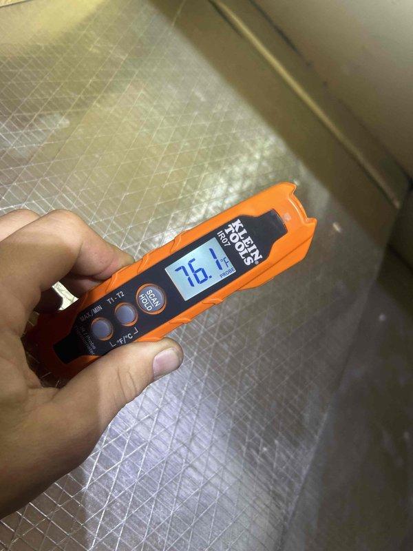 Completed Gold Level prepaid maintenance on dual-zone HVAC system consisting of two heat pumps and two air handlers. Performed comprehensive inspection and maintenance procedures on both the crawlspace unit and upstairs unit. Recorded supply air temperature of 52.7°F and return air temperature of 76.1°F, confirming proper system operation and adequate temperature differential across the air handler. Inspected ductwork and insulation for integrity. Customer providing their own filters (24x24x1 for crawlspace unit and 18x20x1 for upstairs unit). Both systems operating within normal parameters with no deficiencies noted at time of service.