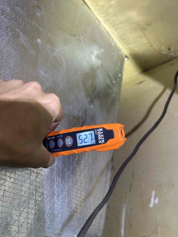 Completed Gold Level prepaid maintenance on dual-zone HVAC system consisting of two heat pumps and two air handlers. Performed comprehensive inspection and maintenance procedures on both the crawlspace unit and upstairs unit. Recorded supply air temperature of 52.7°F and return air temperature of 76.1°F, confirming proper system operation and adequate temperature differential across the air handler. Inspected ductwork and insulation for integrity. Customer providing their own filters (24x24x1 for crawlspace unit and 18x20x1 for upstairs unit). Both systems operating within normal parameters with no deficiencies noted at time of service.