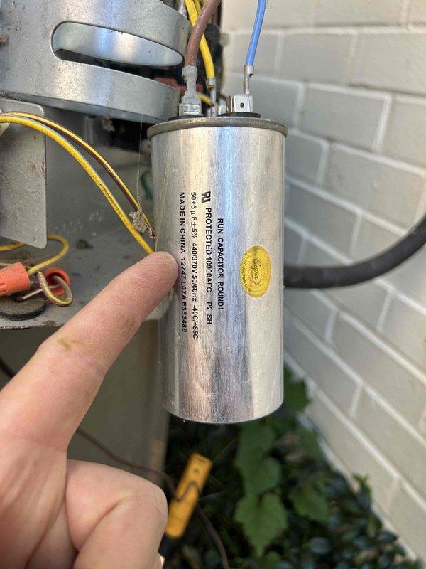 Completed comprehensive Care Plan tune-up service on dual HVAC system with units located in attic and basement. Performed thorough inspection of both gas furnace and air conditioning systems, including examination of blower assembly with radial blade configuration and verification of proper motor operation. Evaluated and tested dual-run capacitor rated at 50+5 MFD 440/370, confirming electrical connections and proper voltage specifications. Installed customer-supplied 20x25x4 air filters on both units to ensure optimal airflow and system efficiency.