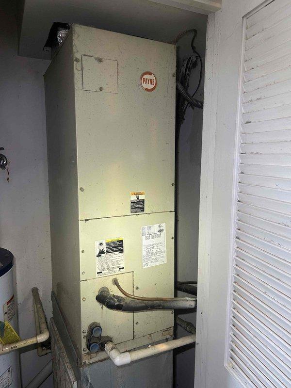 Responded to no cooling call on 2-year-old Payne electric AC system. Upon arrival, found heavily soiled air filter restricting airflow to the indoor air handler unit. Removed and inspected dirty filter showing significant dirt accumulation and discoloration. Replaced filter with new media to restore proper airflow. Verified system operation and confirmed unit now responding and cooling properly. Advised on importance of regular filter maintenance to prevent future airflow restrictions and system failures.
