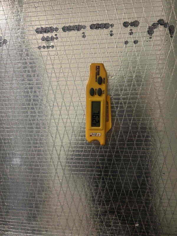 Responded to no cooling complaint on electric air conditioning system. Performed diagnostic testing and measured supply air temperatures at floor registers using calibrated digital thermometer. Initial supply air reading measured 61°F at decorative floor vent, with return air temperature at 79.2°F, indicating approximately 18.2°F temperature differential. Secondary measurements confirmed supply air temperature of 72.6°F at additional register location. Temperature split falls below optimal 15-20°F range expected for properly functioning residential cooling system, suggesting potential refrigerant charge issues, airflow restrictions, or compressor performance concerns requiring further diagnostic evaluation.