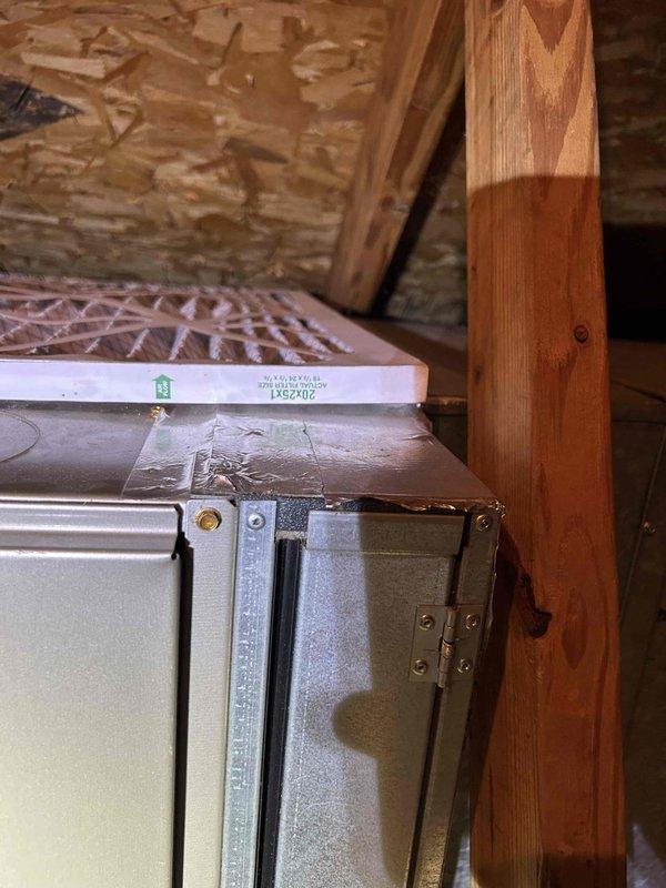 Completed Care Plan tune-up on attic-mounted air conditioning and gas furnace system accessed via garage. Performed comprehensive inspection of air handler unit, verified proper operation of all electrical components using calibration-grade testing equipment, and checked gas valve assembly functionality. Inspected internal wiring connections, motor operation, and control systems to ensure safe and efficient performance. Customer provided replacement air filters in specified sizes for installation during maintenance visit.