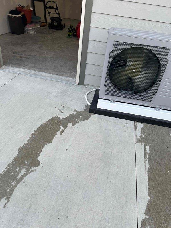 Completed residential installation of Friedrich multi-zone mini split system at pool house consisting of one FPHMR42A3D 42,000 BTU outdoor condensing unit mounted on bracket against exterior wall, paired with two FAHFW18A3D 18,000 BTU indoor heads and one FAHFW12A3D 12,000 BTU indoor head. Ran refrigerant line sets from outdoor unit to all three indoor zones, with two line sets exposed within open garage area and one line set concealed within wall cavity of back room. Routed condensate drain lines from all indoor heads to discharge on left side of structure. Performed vacuum and pressure testing of refrigerant lines, charged system with R-454B refrigerant to manufacturer specifications, and verified proper operation of all zones with temperature and pressure readings confirming system performance within normal parameters.