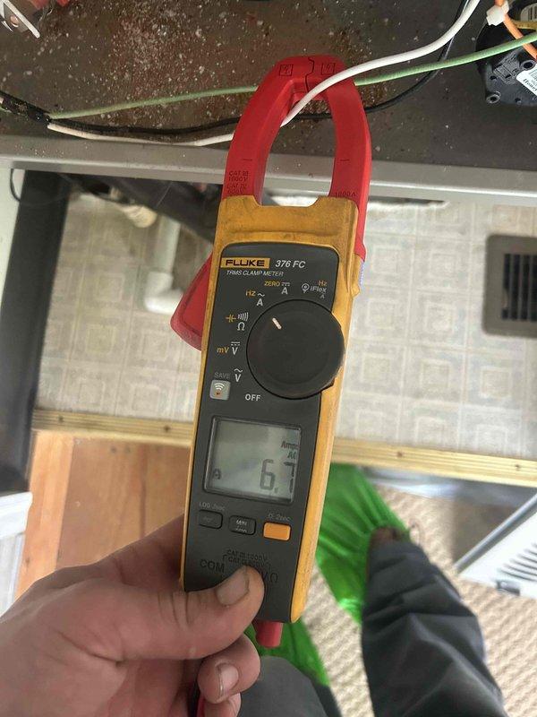 Completed Gold Level annual preventive maintenance on single-system residential HVAC unit. Performed comprehensive electrical diagnostics using clamp meter to verify system amperage and voltage readings, confirming proper electrical operation of both indoor and outdoor components. All electrical measurements were within manufacturer specifications. Customer-supplied filters were noted as part of maintenance agreement terms. System operating normally upon completion of first annual visit.
