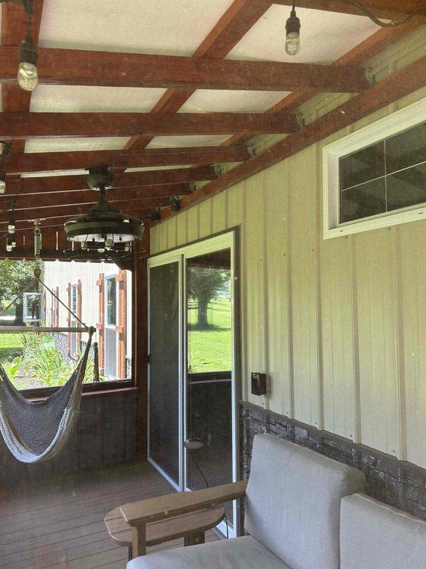 Completed electrical installation in covered outdoor gazebo structure, including wiring for one GFCI outlet, two three-way switches controlling lighting circuits, and two ceiling fans using SJ cord as specified. Investigated non-functioning electrical outlet on exterior pole, diagnosed power loss issue on the circuit, traced to identify appropriate power source location, and provided assessment for repair options. All installed fixtures and outlets tested and verified operational upon completion.