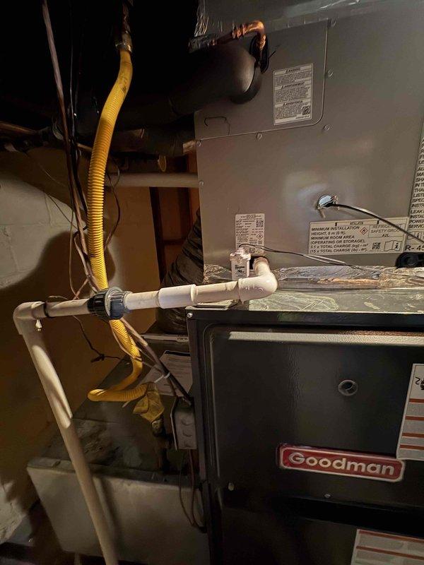Completed full HVAC system installation including Bryant 3-ton 16 SEER2 air conditioning unit (model GA5SAN53602W) and matching Bryant 3-ton evaporator coil (model CVAVA3621XMA) with digital thermostat. Installed outdoor unit on new equipment pad with electrical whip kit and disconnect box. Ran and insulated refrigerant lines with filter drier installation. Fabricated and installed transition ductwork connecting evaporator coil to existing duct system in attic space. Installed SS2 coil drain safety water sensor for overflow protection. Completed all electrical connections, performed system startup, checked refrigerant charge, verified airflow, and tested all operational modes. Removed and disposed of existing equipment. Obtained necessary permits and ensured code compliance throughout installation.