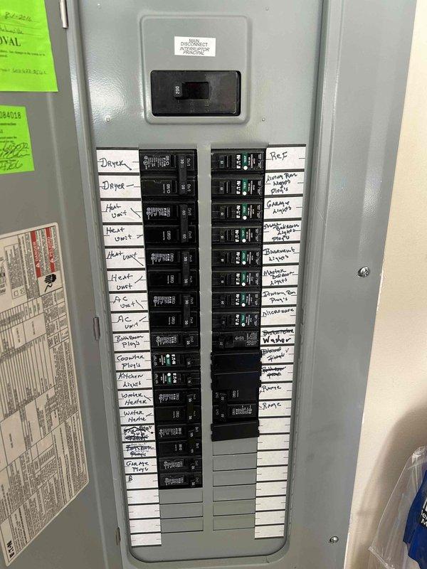 Responded to service call for refrigerator circuit breaker repeatedly tripping. Inspected electrical panel and identified the dedicated refrigerator circuit breaker. Tested breaker for proper operation and verified amperage rating was appropriate for the refrigerator load. Examined refrigerator for potential electrical issues, checked power consumption, and verified unit was operating within normal parameters with display showing 21°F freezer and 75°F ambient temperature readings. Reset breaker, monitored circuit under load, and confirmed stable operation without further tripping. Documented panel configuration and circuit labeling for future reference.