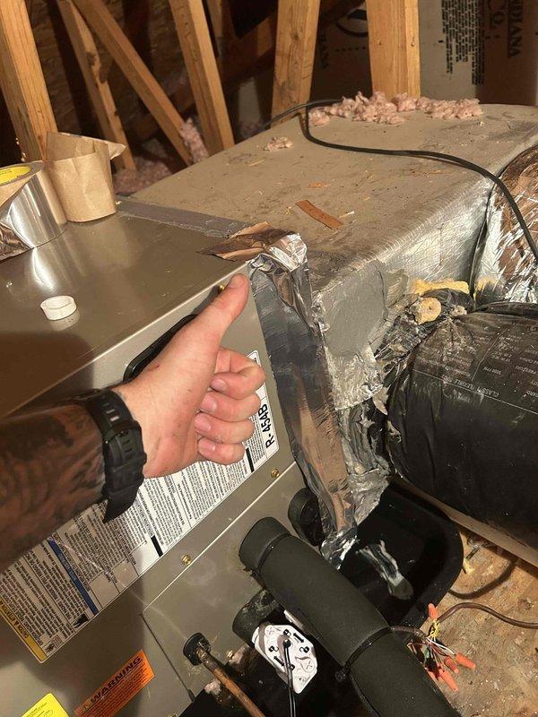 Completed HVAC install warranty service for upstairs air conditioning system. Installed new air handler unit in attic space with proper ductwork connections, electrical wiring, and reflective insulation wrapping. Verified system operation and temperature readings using calibrated digital thermometer to ensure proper cooling functionality restored to second floor.
