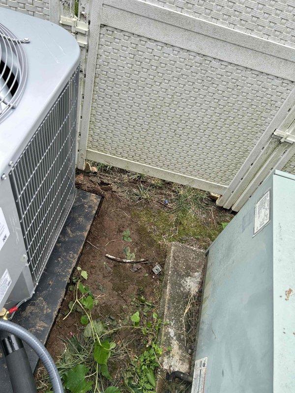 Completed full HVAC system replacement installing a Bryant 3-ton 14.3 SEER2 single-stage heat pump system with model GH5SAN53600A outdoor unit and FJ5ANXB36L00 air handler with auxiliary heat kit. Removed and properly disposed of existing equipment per code compliance requirements. Installed outdoor condenser unit on new equipment pad with snow legs for elevated clearance, mounted electrical disconnect box and whip kit on exterior wall, and ran insulated refrigerant line set with inline filter. Interior air handler installation included auxiliary heat kit, trap installation, SS2 coil drain safety water sensor, ceiling saver overflow drain pan with water sensor, transition connections to existing ductwork, and standard-sized air filter rack. Completed all electrical connections, refrigerant charging, and system startup procedures. Installed digital thermostat and verified proper operation of heating and cooling modes. All work performed with applicable permits and in compliance with loc