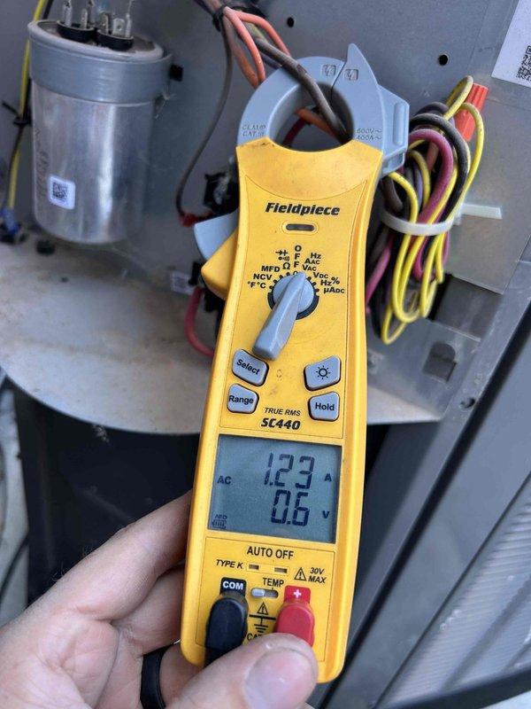 Completed preventive maintenance tune-up on dual air conditioning and gas furnace systems per club membership agreement. Performed comprehensive inspection of outdoor Carrier AC unit, verified electrical connections at meter panel, tested system amperage draw at 12.3A and voltage at acceptable levels, and inspected capacitor operation. Customer provides their own air filters for these units.