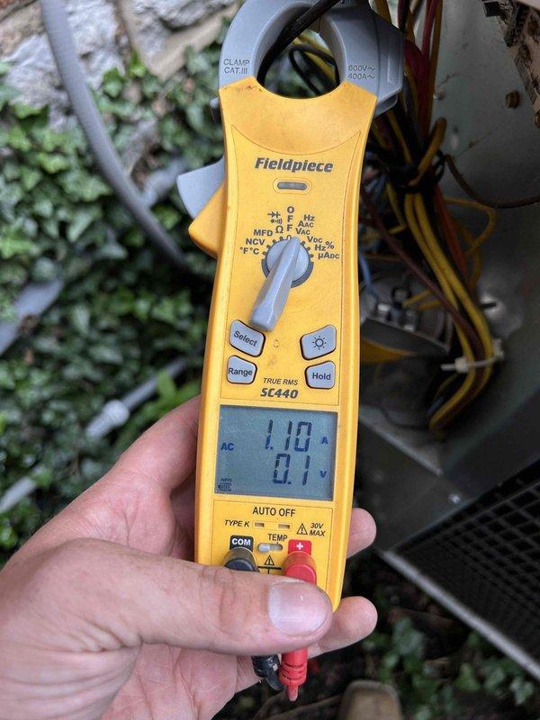 Completed Gold Level prepaid maintenance on single-system boiler home. Performed comprehensive system inspection including supply duct temperature verification at 54.5°F and electrical diagnostics measuring 110 amps current draw and 0.1 volts. All components operating within normal parameters with no immediate repairs required.