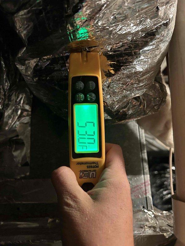 Performed comprehensive annual maintenance on Club Trio system consisting of three heat pump/gas furnace units—two located in basement and one in attic. Conducted complete AC tune-up on all three outdoor units, measuring electrical amperage and verifying proper operation using clamp meter. Inspected ductwork and recorded supply air temperatures at 60°F in attic unit, confirming adequate cooling performance. All systems operating within normal parameters with no deficiencies noted on this one-year-old equipment.