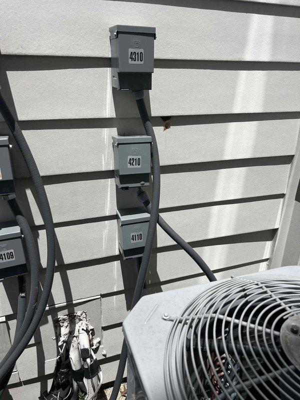 Responded to no cooling complaint on 7-year-old electric HVAC system with issue occurring since previous night. Performed diagnostic evaluation of outdoor unit and electrical components. Inspected electrical disconnects and conduit connections at exterior installation. Measured supply air temperature at vent register, recording 58.16°F output. Assessed system performance and airflow delivery. Noted air filter maintenance interval at 4-5 months since last replacement, which may impact system efficiency and cooling capacity.