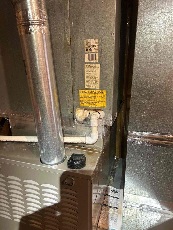 Responded to no cooling complaint on electric HVAC system with 18-degree temperature differential between thermostat setpoint and actual indoor temperature. Performed diagnostic evaluation of basement-located air handler and condensing unit to determine cause of insufficient cooling capacity. Upon inspection and system assessment, provided comprehensive replacement estimate for AC system and evaporator coil due to equipment failure preventing adequate cooling performance.