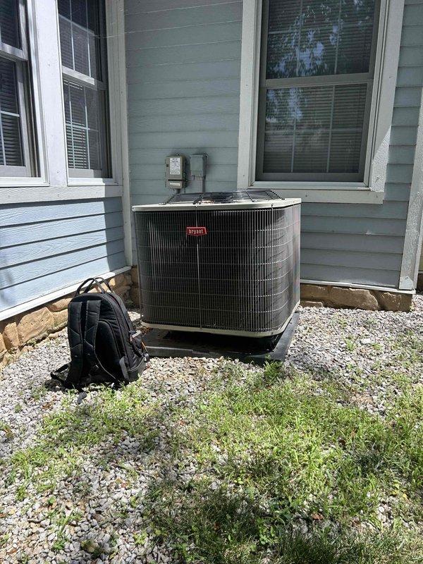 # HVAC Service Call - Bryant System Not Cooling Adequately

Responded to service call for Bryant residential air conditioning system experiencing inadequate cooling performance. Unit was cooling but unable to maintain desired temperature setpoint.

Upon arrival, performed visual inspection of outdoor condensing unit. Confirmed Bryant condenser in operational condition with no obvious physical damage or obstructions to airflow. Electrical disconnect and line set connections appeared secure.

Accessed electrical control panel within condensing unit to perform diagnostic testing. Using clamp meter, measured current draw on compressor circuit, which registered 14 amps. Inspected run capacitor for proper specifications and physical condition. Evaluated all wire connections including common, run, and start terminals for tightness and signs of overheating or deterioration.

Checked capacitor microfarad rating against manufacturer specifications to determine if component was operating within a