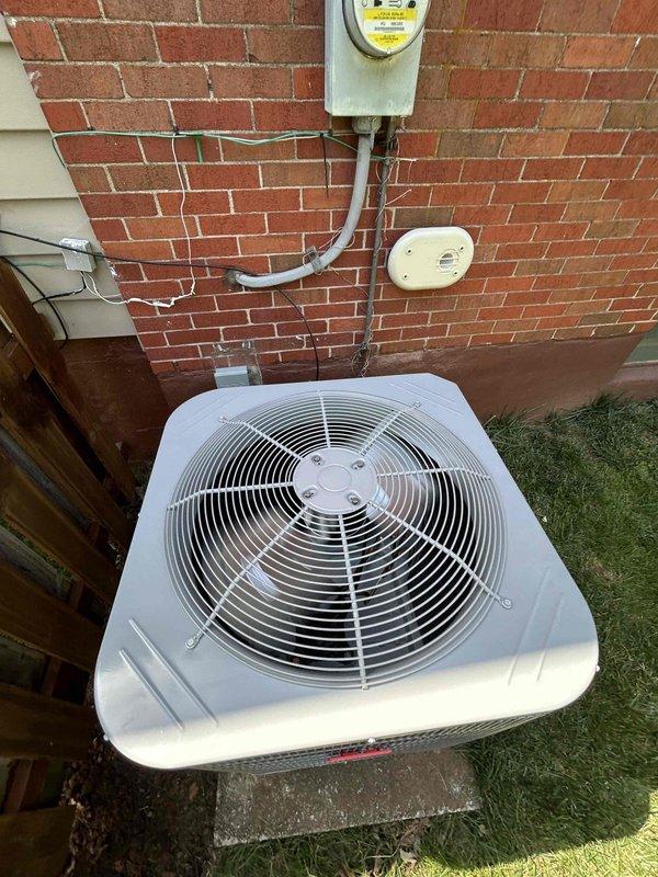 Completed full residential HVAC system replacement including Bryant 80,000 BTU 92.1% efficiency gas furnace, Bryant 3.5 ton 15.2 SEER2 air conditioning unit, and matching 3.5 ton evaporator coil. Installed new 3/8" x 7/8" refrigerant line set with insulation and filter drier, digital thermostat, PVC venting system, electrical whip kit with disconnect box, electrical and gas shut-off switches, flexible gas line connector, and flame roll-out protection. Added Aprilaire 4" media cabinet filter system with transition to evaporator coil and ductwork connections. Installed SS2 coil drain safety water sensor for overflow protection. Utilized existing concrete pad for outdoor condenser unit placement. Removed and disposed of all existing equipment, obtained necessary permits, and completed full system testing and operation verification to ensure proper functionality and code compliance.