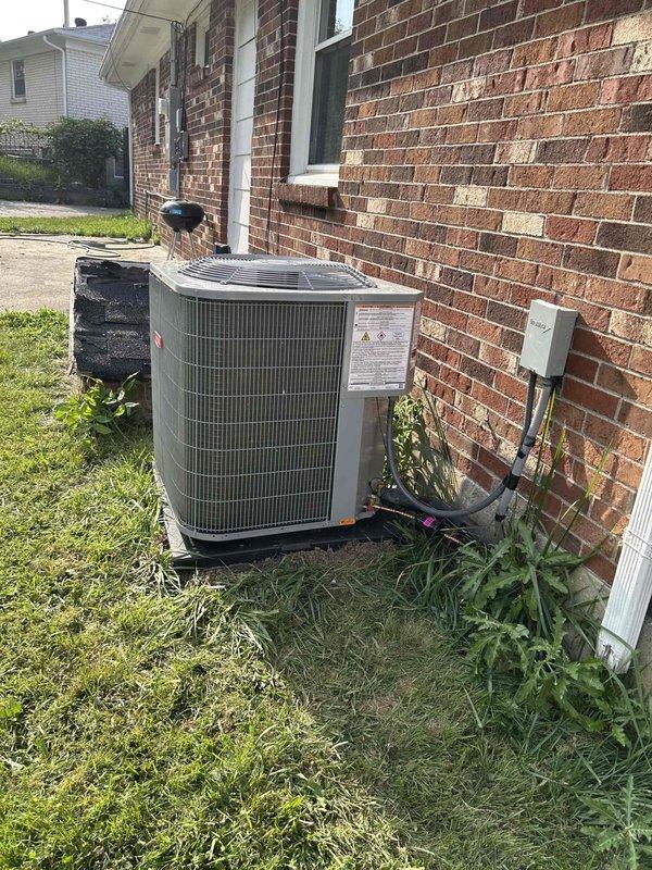 Completed full residential HVAC system installation including Bryant 70K BTU 80% efficiency gas furnace (model 800SB36070M17), Bryant 2-ton 15 SEER2 air conditioning unit (model GA5SAN52400W), and Bryant evaporator coil (model CVAMA2417XMA). Removed and properly disposed of existing equipment per code requirements.

Installed outdoor condensing unit on new pad with electrical disconnect box, whip kit, and conduit. Ran refrigerant lines with proper insulation and installed filter drier. Connected evaporator coil to existing ductwork with transition fittings and installed SS2 coil drain safety water sensor. Installed furnace with connections to existing flue piping, flexible gas line connector, electrical shut-off switch, and gas shut-off switch. Added flame roll-out protection and standard-sized air filter rack. Integrated system with existing thermostat.

Pulled all applicable permits and ensured code compliance throughout installation. Charged system with refrigerant to manufacturer s