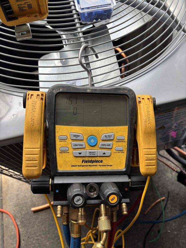 Completed full residential HVAC system installation including Lennox ML180UH070E36AK 70,000 BTU 80% efficiency gas furnace, Lennox ML14KC1-030-230 2.5 ton 15.5 SEER2 air conditioning unit, and CK40HT-24A-71 evaporator coil. Installed new digital thermostat and Aprilaire 1000 media cabinet air filtration system for enhanced indoor air quality. Evacuated and charged refrigerant system to manufacturer specifications, verified all electrical connections, tested gas furnace operation including heat exchanger integrity, and confirmed proper airflow across evaporator coil. System commissioned successfully with all components operating within normal parameters.